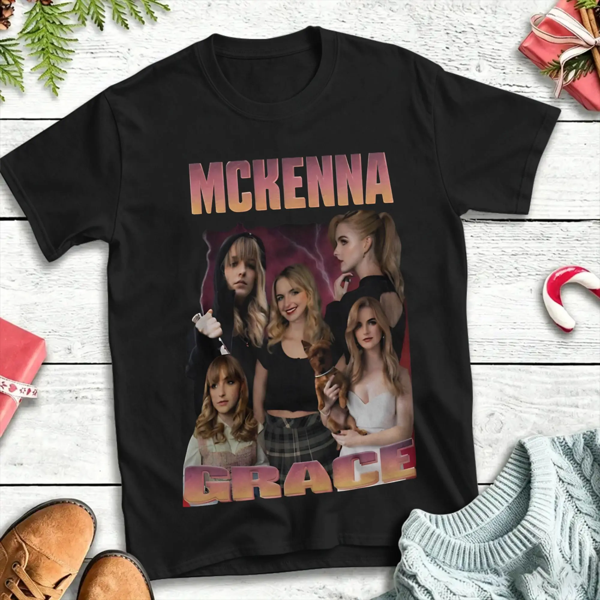 Mckenna Grace Cotton T-Shirt For Men's Summer  Y2K Retro T Shirts Hip Hop Tees Big Size Wholesale Clothing