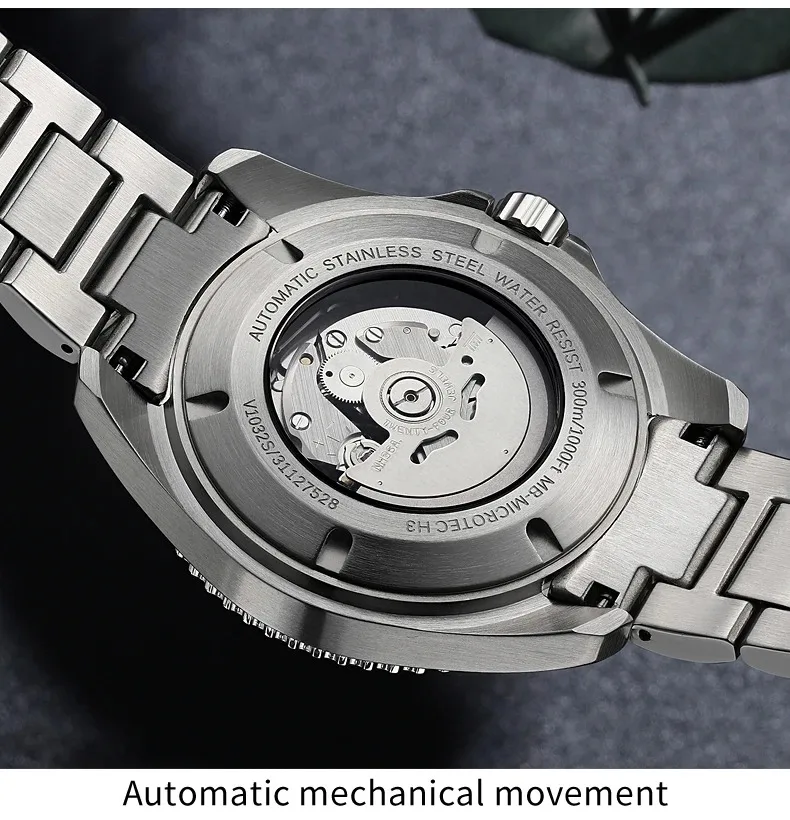 ساعة ييلانج الرجالية المضيئة أوتوماتيكية ميكانيكية يابانية 24 جواهر ياقوت WR300M أسبوع إنجليزي صيني قرص دوار