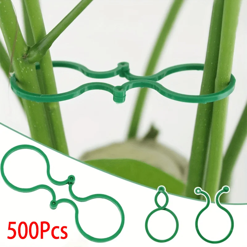 500pcs Plastic Garden Vine Strapping Clips Tie Plant Bundled Buckle Ring Holder Garden Tomato Plants Stand Support Tool