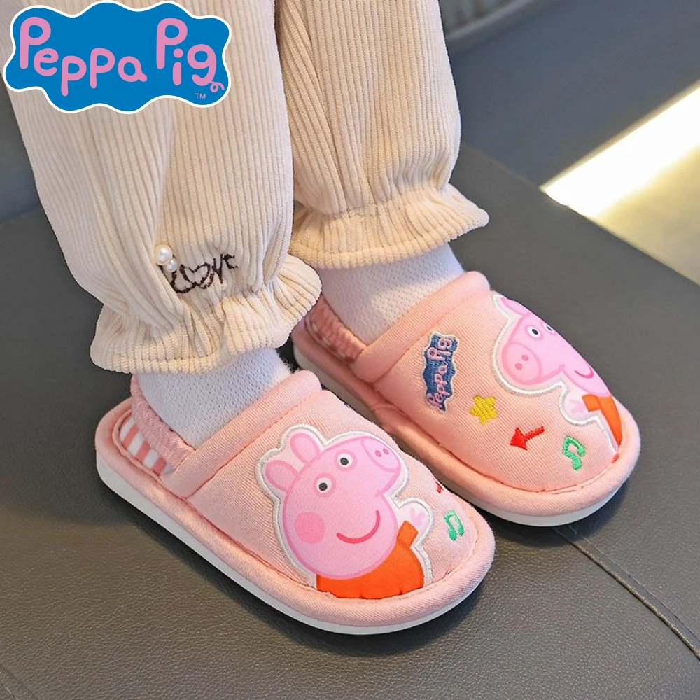 Kawaii Peppa Pig Children's Slippers the four seasons Cartoon Cute Soft Sole Breathable Non Slip Indoor Boy Girls Slippers Gifts