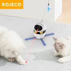 ROJECO 3 In 1 Interactive Cat Toys with Rolling Ball Automatic Cats Laser Toy with Feathers Wand Self-moving Indoor Pets Toy