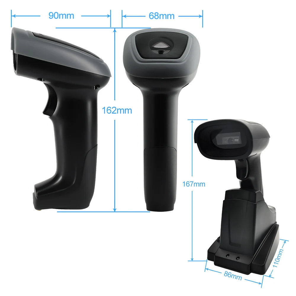GTCODESTAR X-1901C QR Code Scanner with Cradle 2.4G Handheld Barcode Scanner Android 2D Wireless Barcode Reader for Inventory