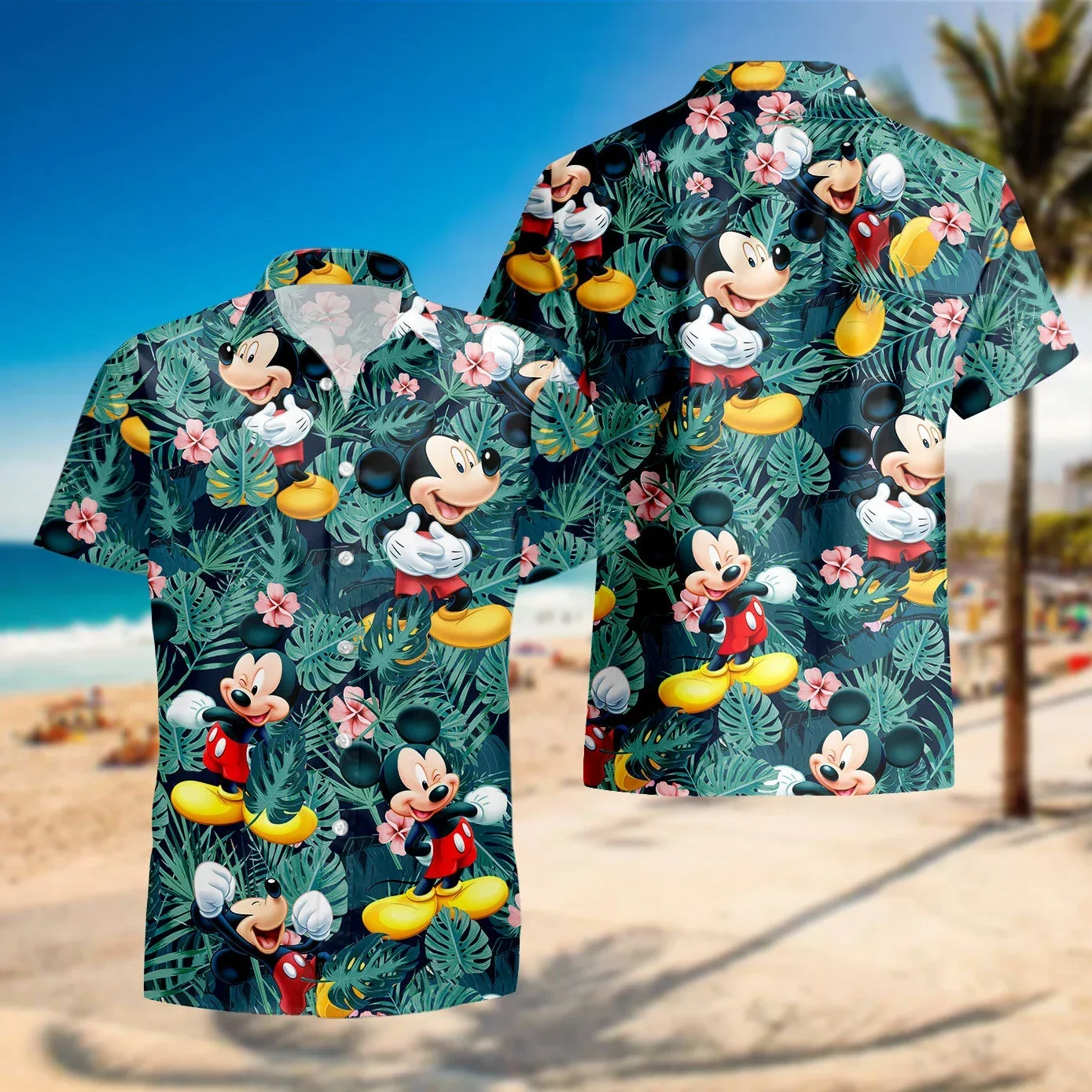 2024 Disney Mickey and Friends Vacation Hawaiian Shirt Men's Women Short Sleeve Shirt Summer Hawaiian Shirt Casual Beach Shirt