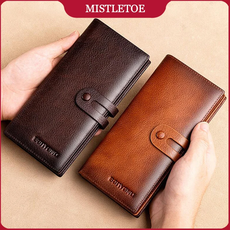 

Business Man 100% Cowhide Genuine Leather Wallet Travel Anti RFID Card Holder Long Purse for Men