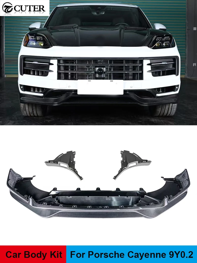 

9YA 9Y0.2 Сухой карбоновый передний бампер, разделитель губ для Porsche Cayenne, замена 2024