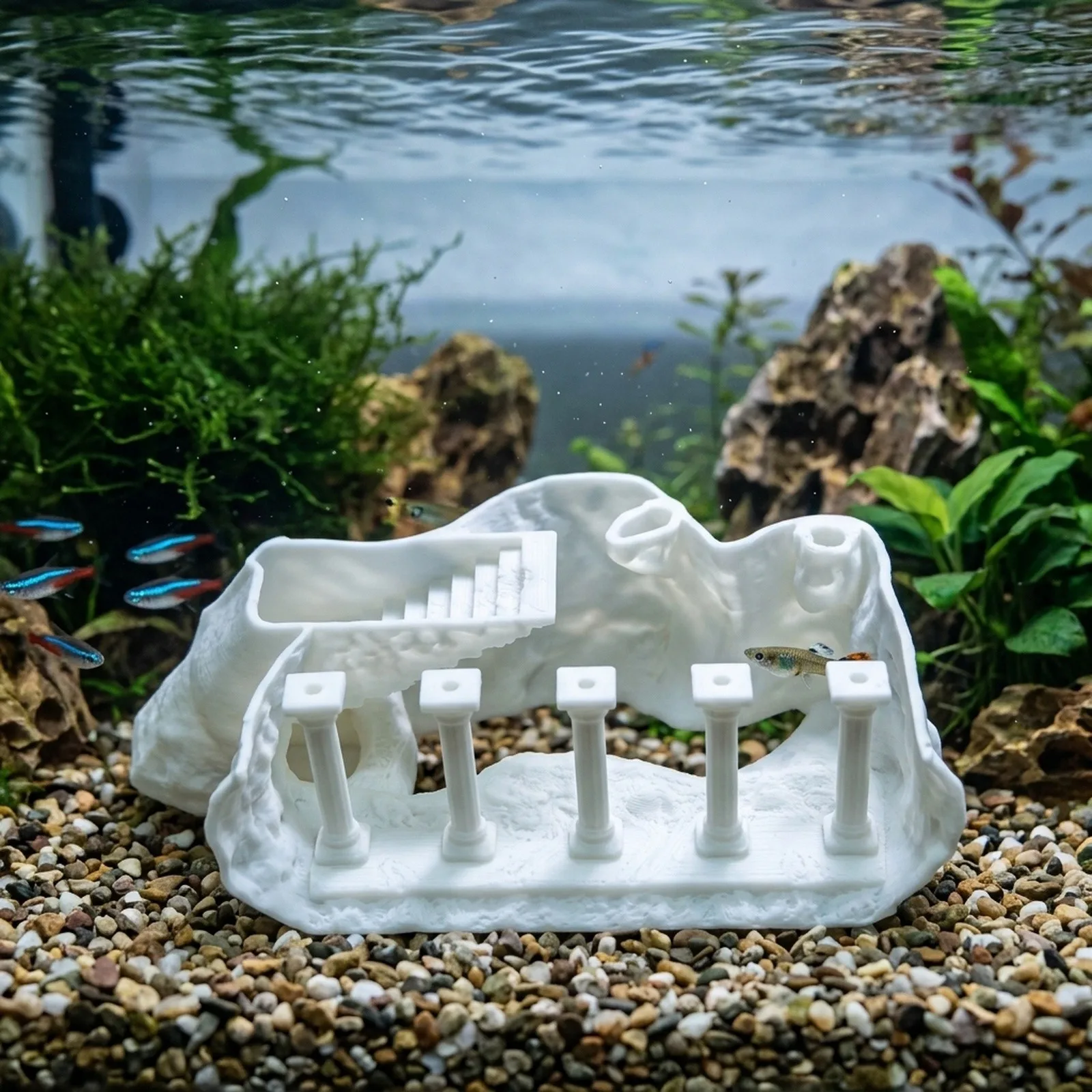 Resin Aquarium For Fish Tunnel Decoration with Natural for roman Column Pleco For CAVE Design for Underwater Habitat