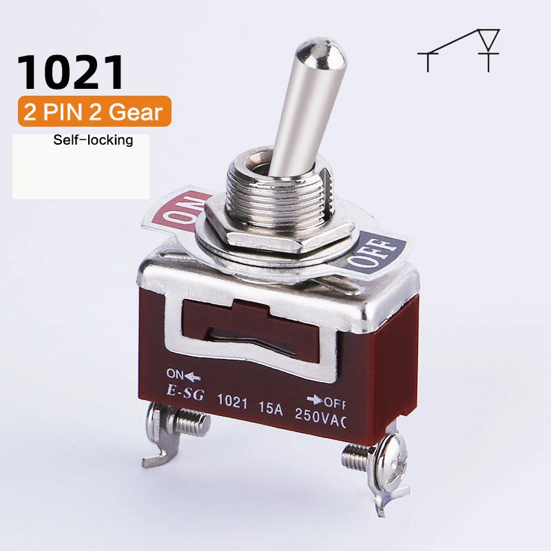 High Current Silver Contact 15A 250V 2/3/4/6/9 Pin ON OFF Toggle Switch Self-locking Self reset  1021/1121/1221