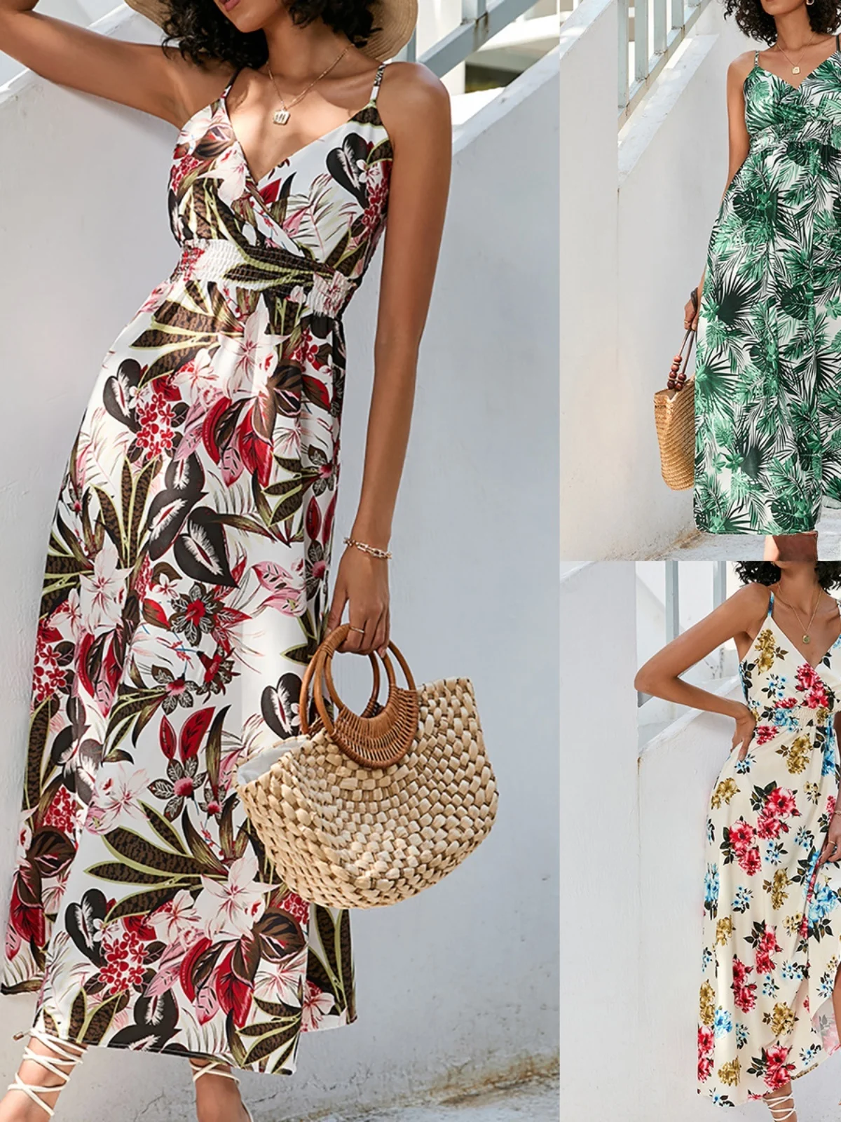 

Летнее женское платье-сарафан с принтом, без бретелек, с V-образным вырезом, А-силуэт, из полиэстера, без рукавов, базовое