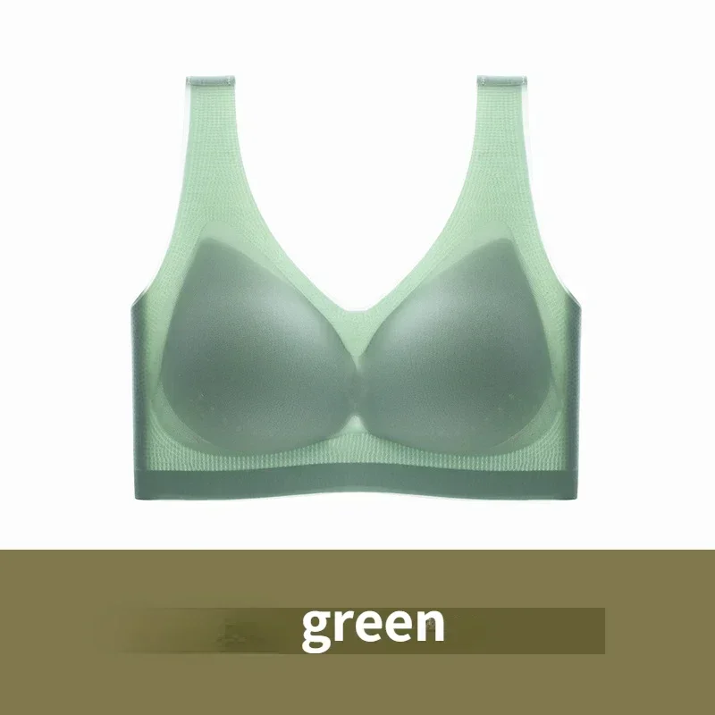 Women Ultra-thin Plus Size  Ice Silk Lingerie Bra Seamless Beauty Back Ladies Big Breasts Show Small Summer Wire Free Underwear