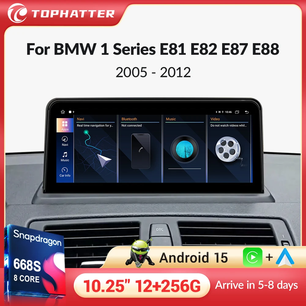 

10.25" Wireless Carplay Android 15 Auto stereo Screen For BMW 1 Series E81 E82 E87 E88 CCC IDrive Car Radio Multimedia player