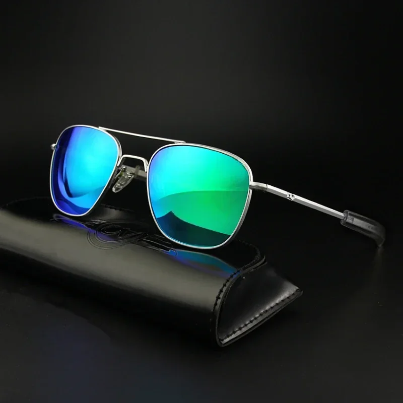 Stylish Aviator Metal Sunglasses Men's Coated Colored Tempered Glass Driving Sunglasses Can Be Paired with Prescription Lenses