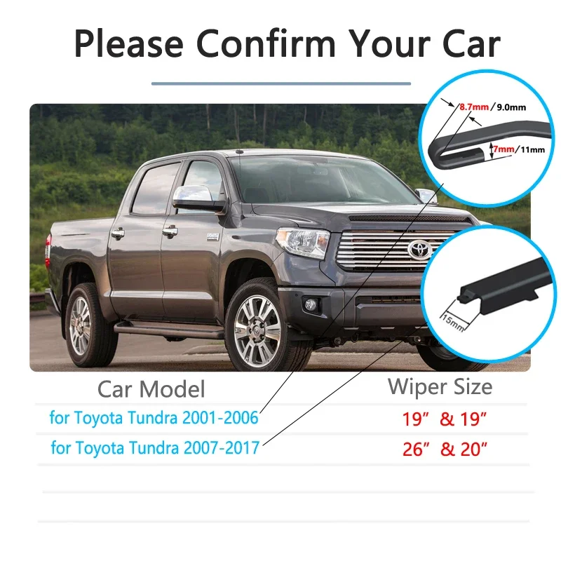 

For Toyota Tundra 2001~2017 Wipers Blades Car Accessories Windshield Brushes 2002 2003 2004 2007 2008 2010 2013 2014 2015 2016