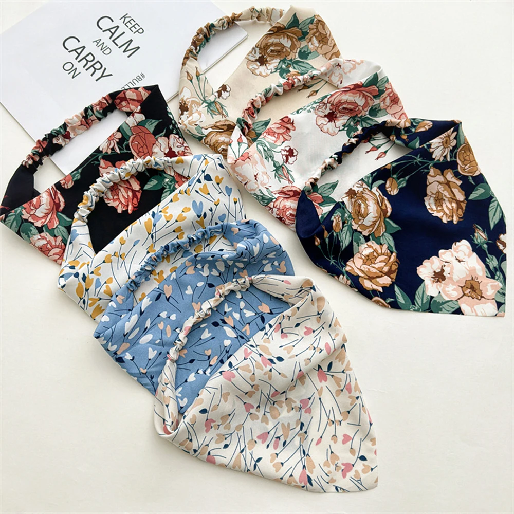 

7Pcs/Set Bohemian Floral Hair Scarf Women Triangle Hair Band Tie Strap Headscarf Summer Sunscreen Bandanas Travel Photo Headband