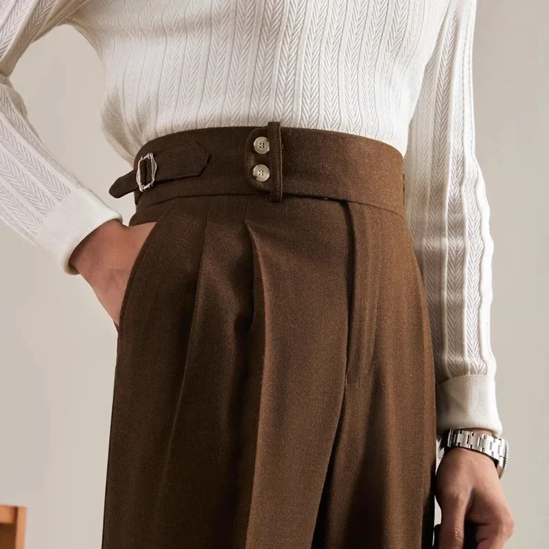 Business Casual männer Gerade Bein Hosen Einstellbare Design Paris Taste Frühling Herbst Neue Ankunft West Stil Lange Hosen
