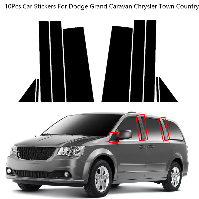 

10Pcs Car Window Pillar Posts Door Trims Cover Sticker For Dodge Grand Caravan Chrysler Town Country Auto Exterior Accessories