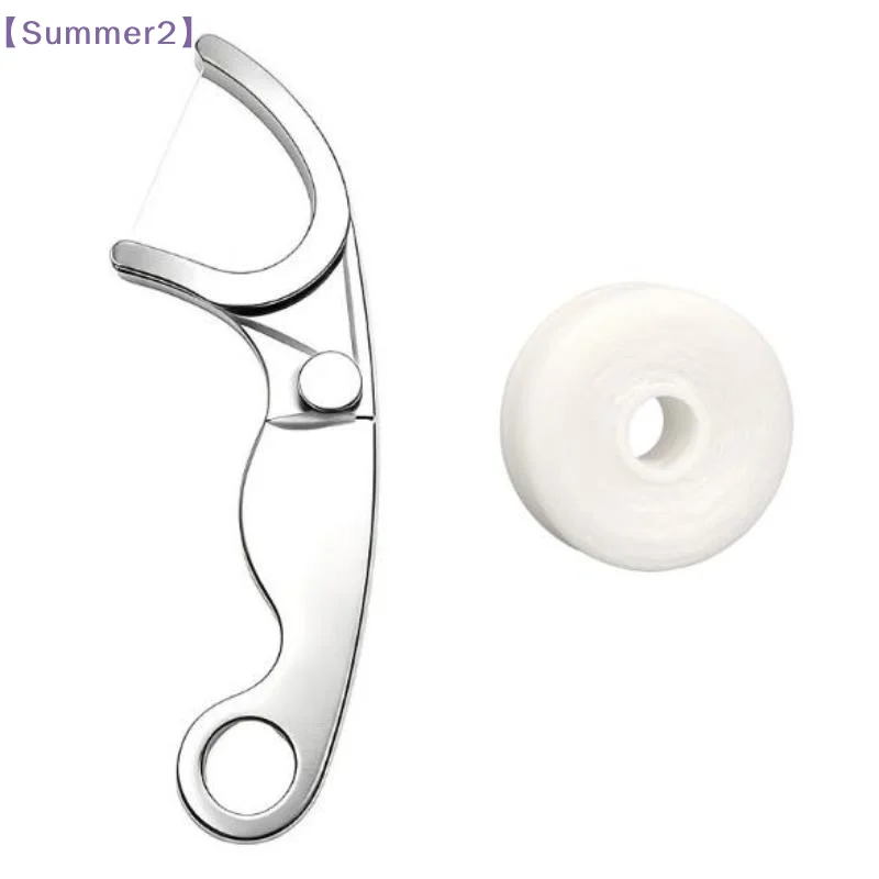【Xia2】1/3 Set Stainless Steel Dental Floss Holder With 50M Floss Reusable Floss Pick Portable Oral Care Tool For Daily Oral Care