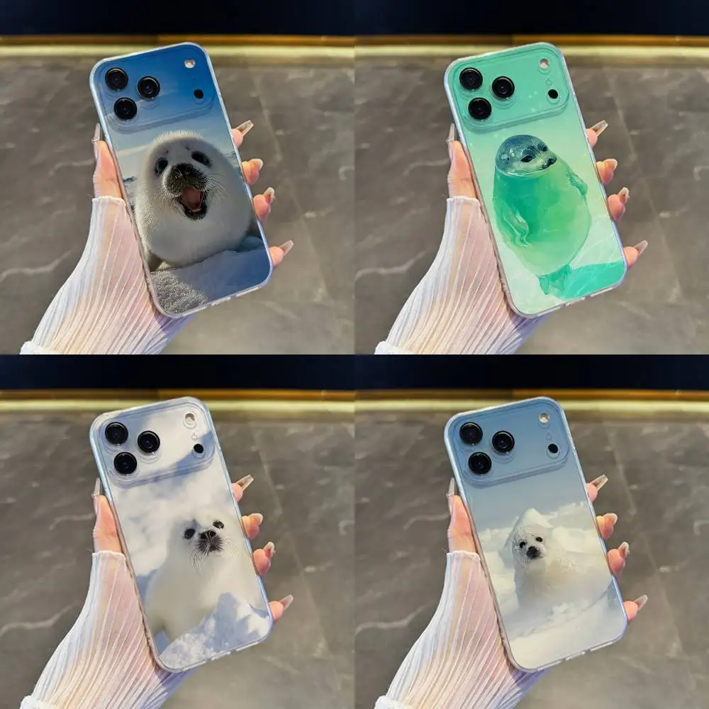 

Seal Animal Cute Phone Case For iPhone 17,16,15,14,13,12,11 Pro,Max,Plus,X,XS,XR,SE4,E Mini Transparent Soft Cover