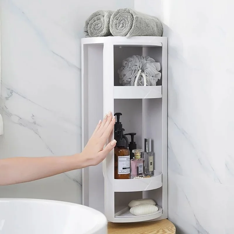 360-Degree Rotating Wall-Mounted Shelf Bathroom Corner Storage Shampoo Cosmetics Kitchen Household Bathroom Storage Accessories