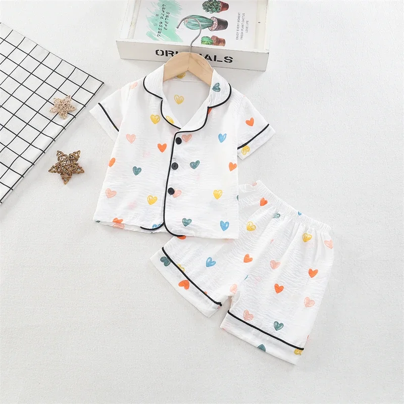 Nieuwe Zomer Baby Kleding Pak Kinderen Nachtkleding Shirt Short 2 Stks/sets Kinderen Meisjes Pyjama Baby Jongens Kleding Peuter Kostuum