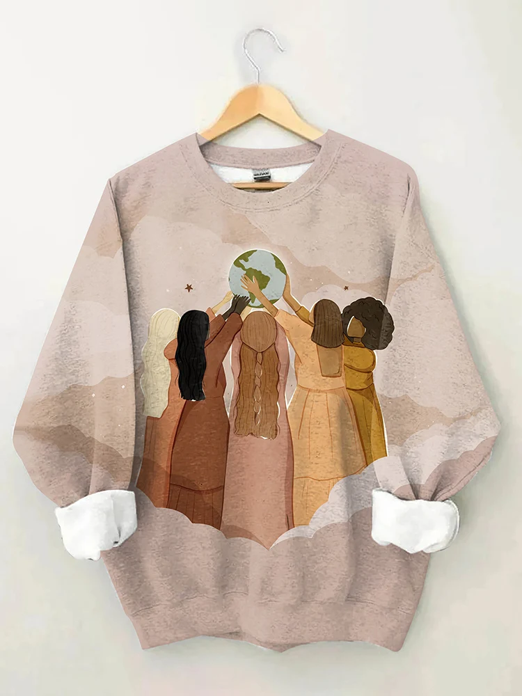 XXS-6XL Grote Maat Lange Mouwen Trui Voor Vrouwen Casual Dagelijks Cartoon Meisje Bedrukt Losse Sweatshirt Zooy