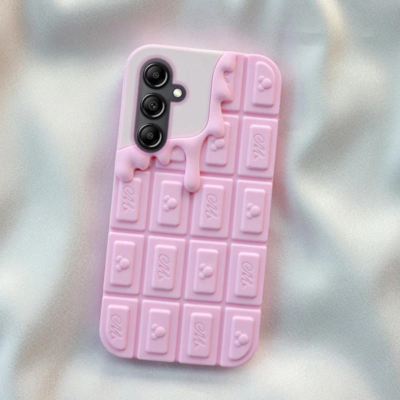 

Funny 3D Chocolate Ice Cream Mickey Phone Case For Samsung Galaxy S23 FE S25 S24 Plus Ultra 5G Shockproof Soft Silicone Cover