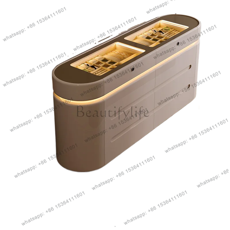 bedside cabinet against the wall storage with lock cream wind light luxury high-end storage cabinet