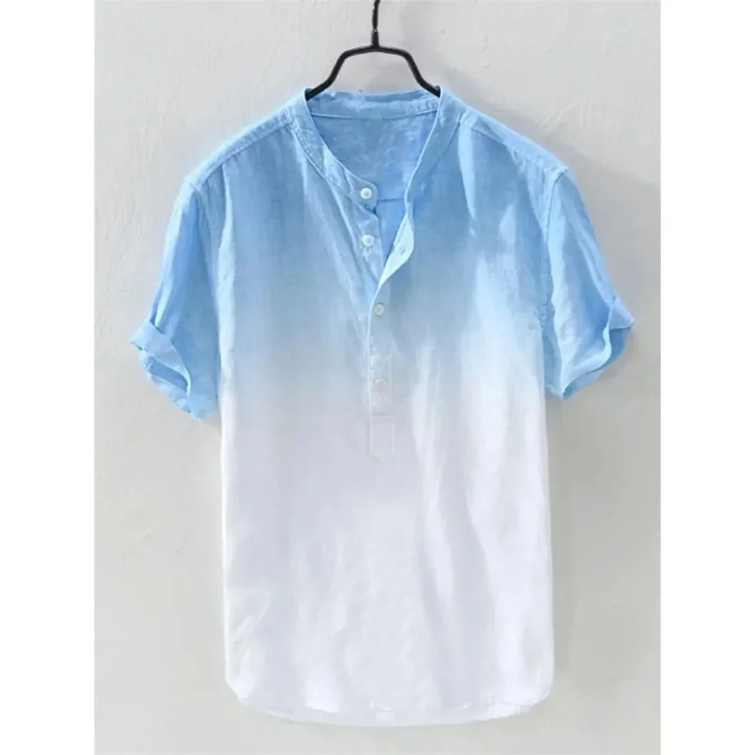 

00% Linen Hawaiian irt Men's Casual Summer Vaion Special Wide Fit Fce Lined Thiened Collar Nine Sve Length