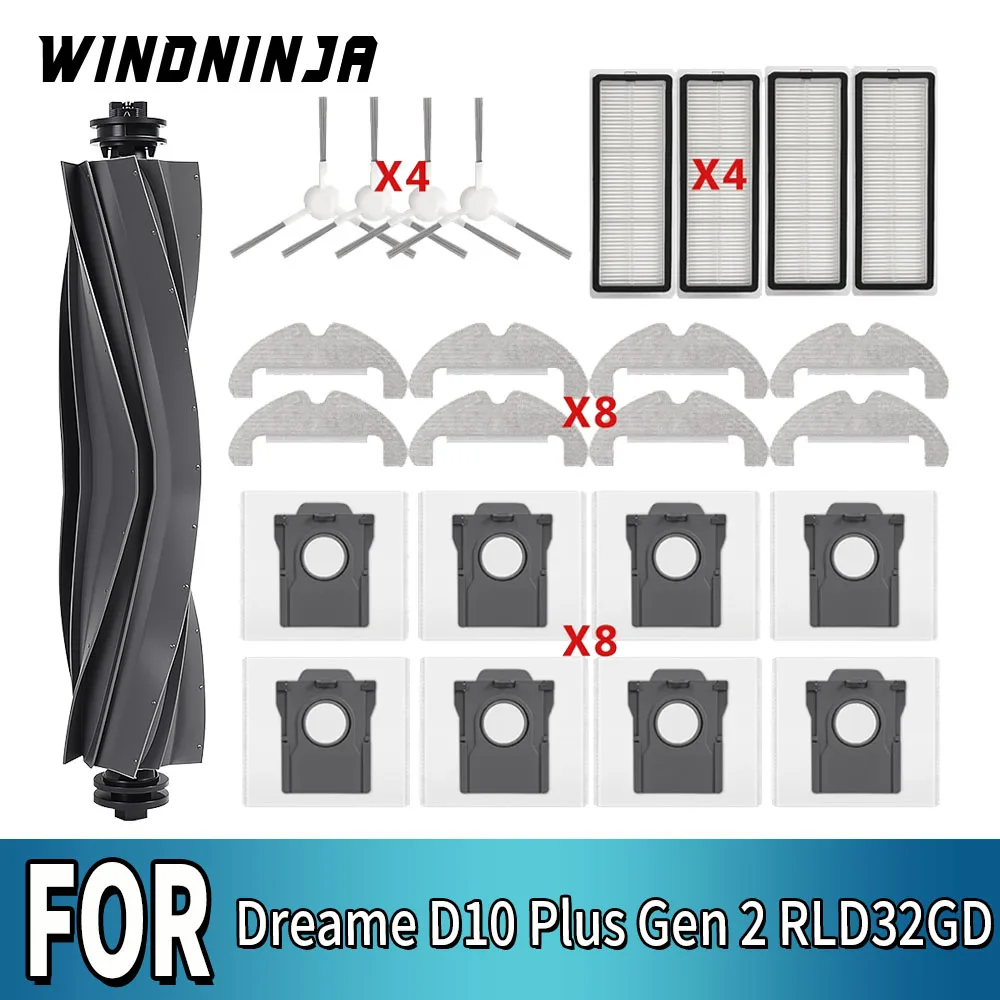 

For Dreame D10 Plus Gen 2 RLD32GD Robot Vacuum Hepa Filter Dust Bag Mop Cloth Main Side Brush Accessories Home Cleaning Part