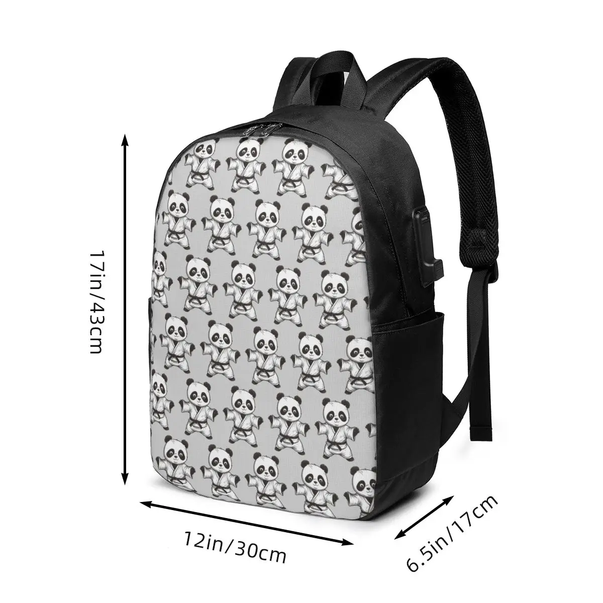 Cartoon Judo Panda Backpack Travel Notebook Bag Computer College Student School Bag Laptop Shoulder Bags for Men Women
