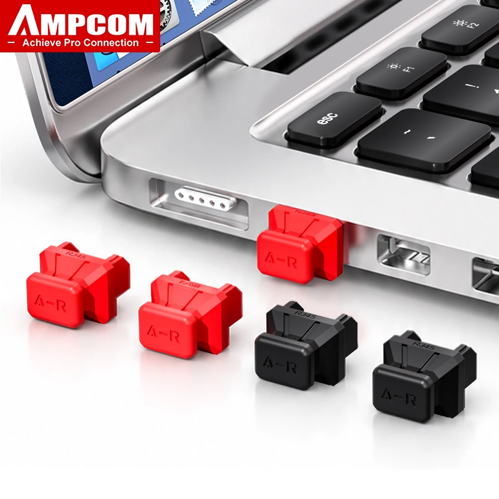 AMPCOM Snap-in RJ45 Protective Dust Plugs Soft Silicone Anti-dust Cover Cap for Switch, Router, Servers Patch Panel 50/100-Pack