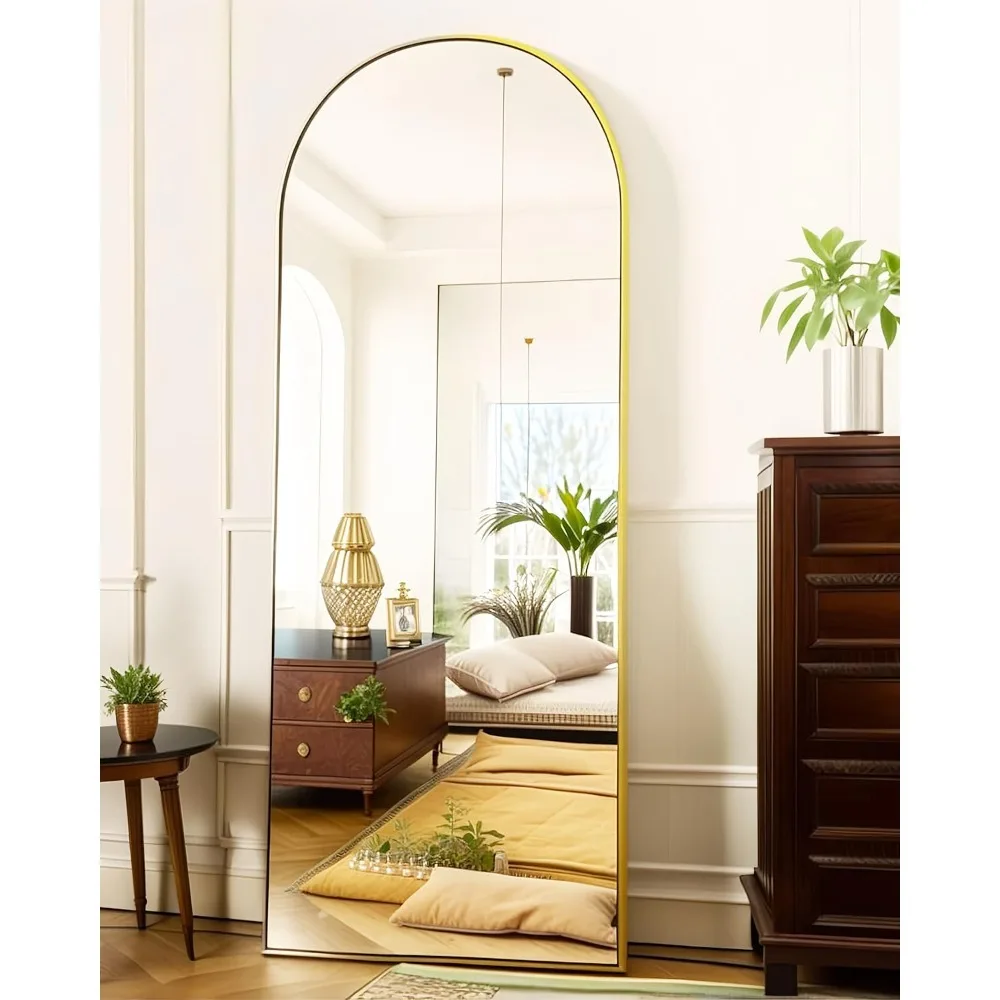 

Arched Full Length Floor Mirror - Gold Standing Mirror for Bedroom, Living Room, or Dressing Area - Stylish Arch Design