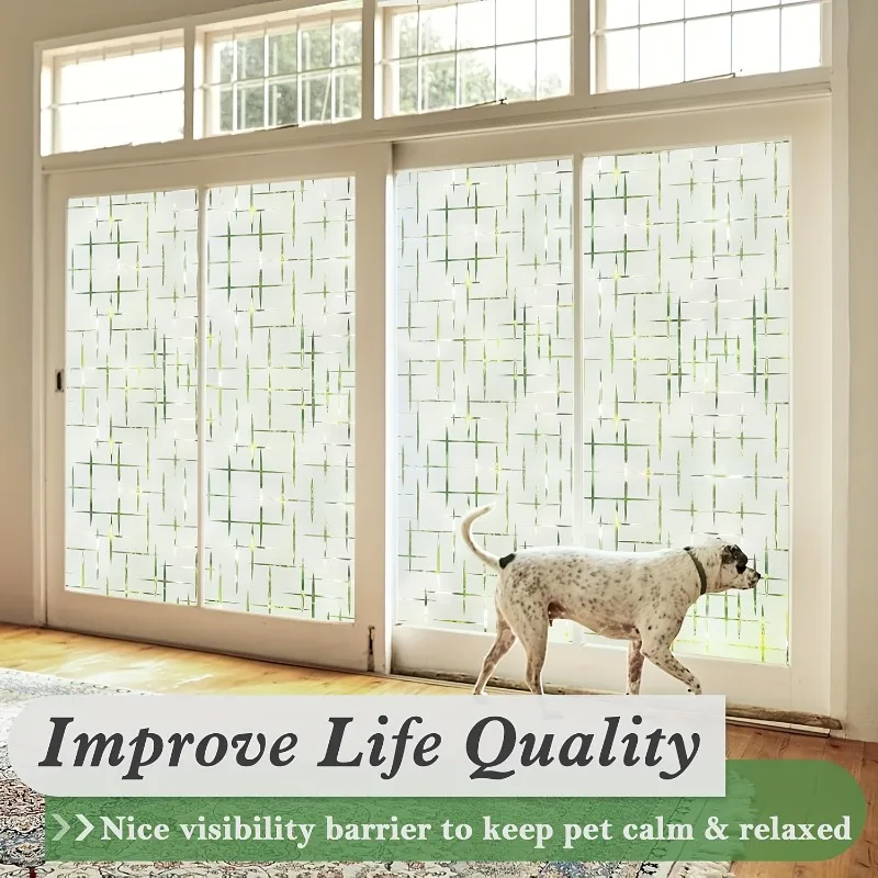 Frosted Privacy Window Film Roll, Static Cling Decorative Glass Sticker, UV Block Sun Proof Anti Scratch for Home Office