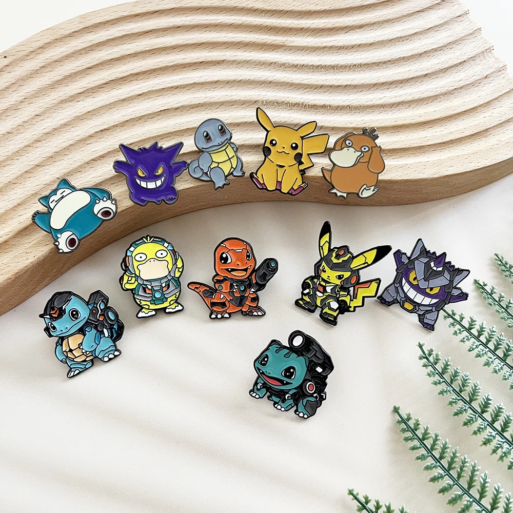 Conjunto de alfinetes esmaltados pikachu e gengar, 11 peças, broches de bandagem criativa, emblemas de metal, acessórios para mochilas, roupas, joias, presente