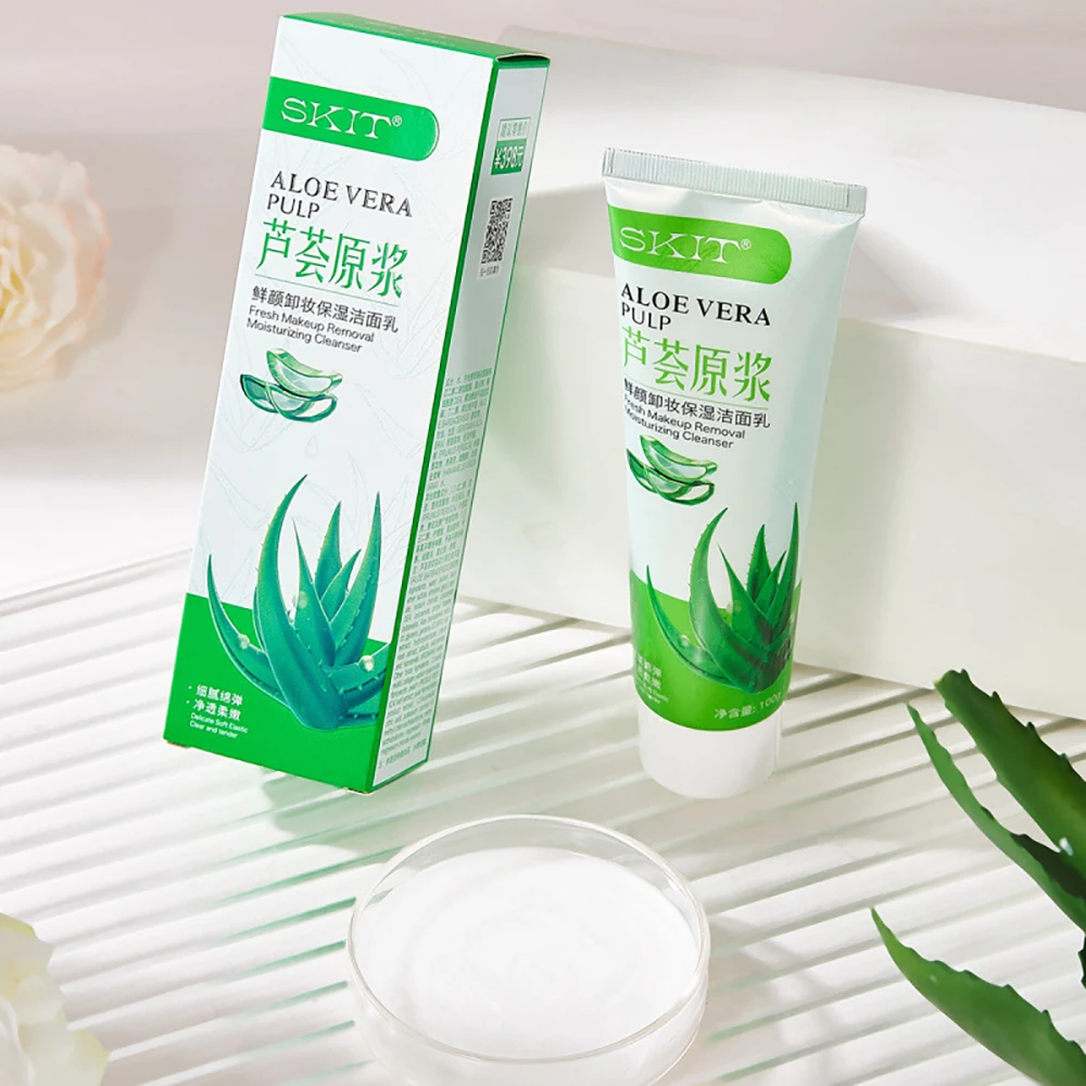 Aloe Vera Eextract Anti  Acne Facial Cleanser Clean Pores Oil Control Moisturizing Cleansing Bubble Makeup Face Wash Skincare