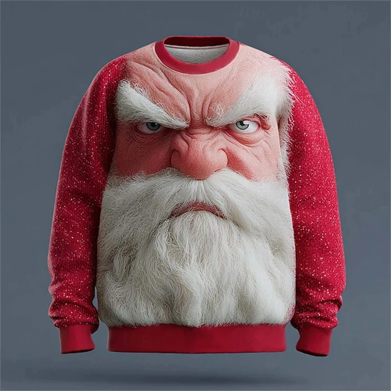 The Angry Santa Claus Christmas Costumes 3D Print Autumn Fashion Sweatshirts Y2K Men Women Sweatshirts Pullover Party Tops 2026