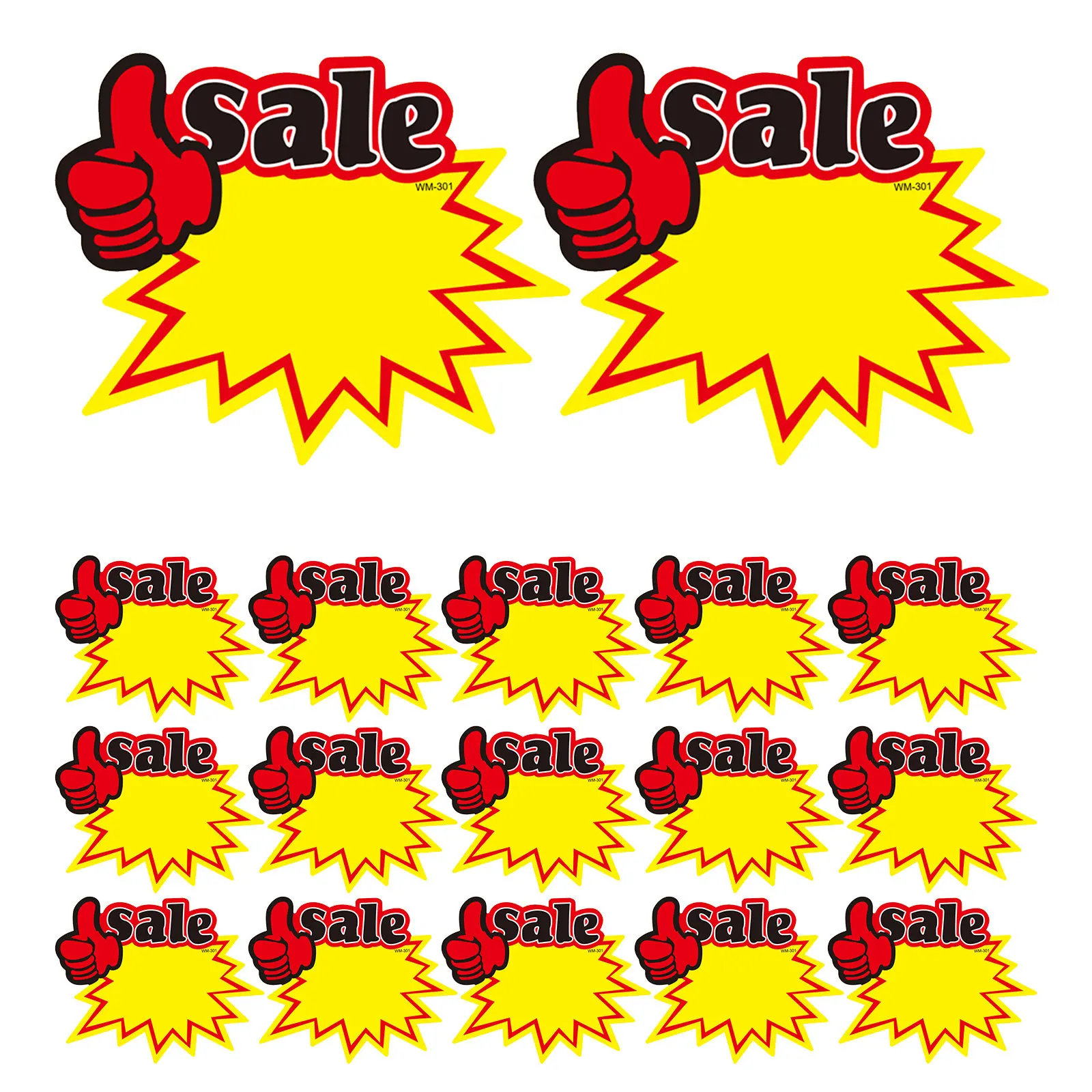

50Pcs Promotional Price Tags Blank Paper Signs for Shop Display Advertising Stickers Market Sale Event Retail Business