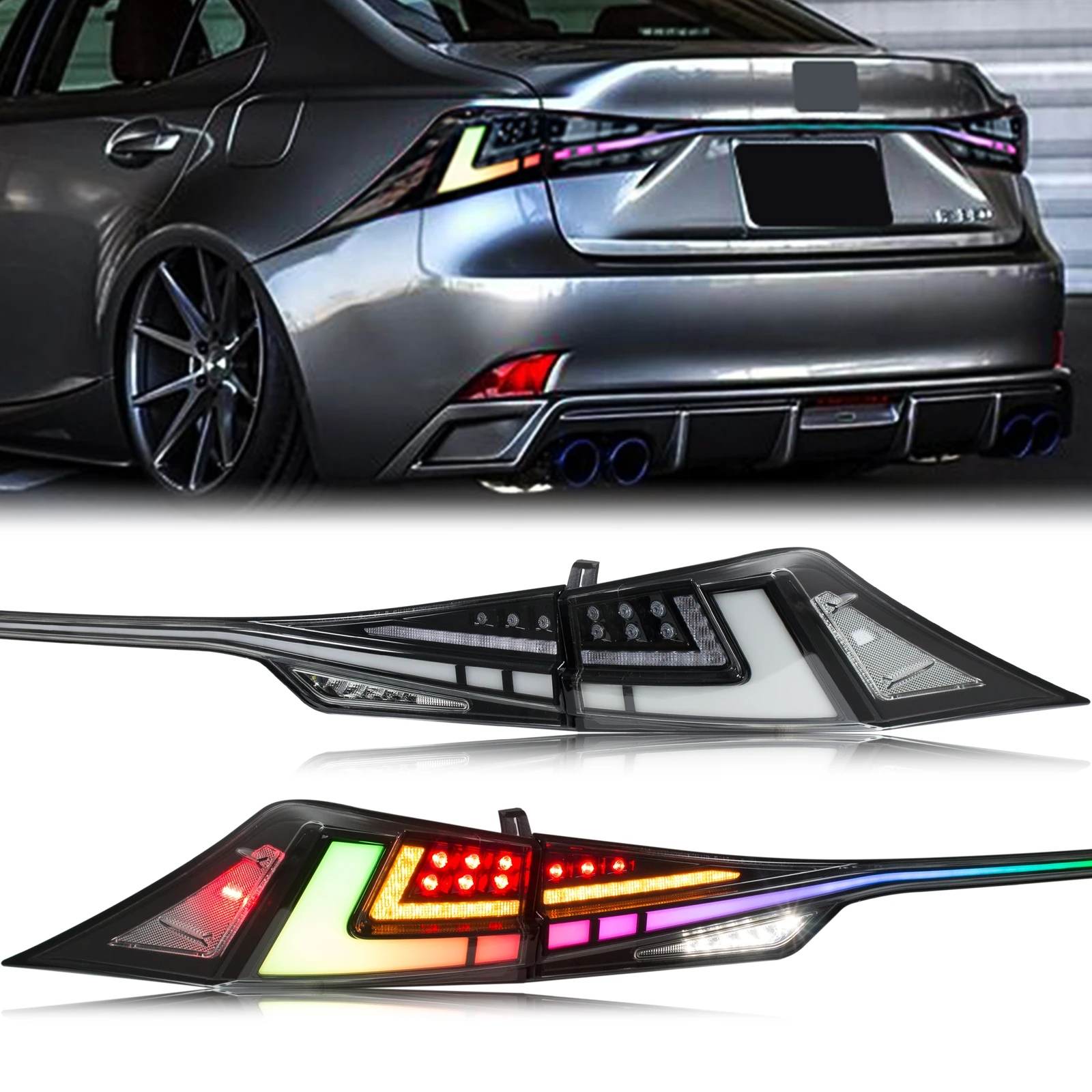

Светодиодные RGB задние фонари для Lexus IS250 IS350 IS200t IS300 ISF 2014-2020 3IS с последовательным сигналом поворота, в сборе, для крышки багажника