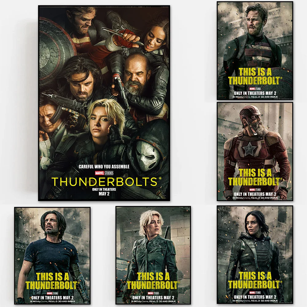 THUNDERBOLTS 2025 فيلم ديزني ملصق جدار الفن الحديث بسيط قماش اللوحة يطبع لغرفة المعيشة غرفة نوم ديكور منزلي أنيق