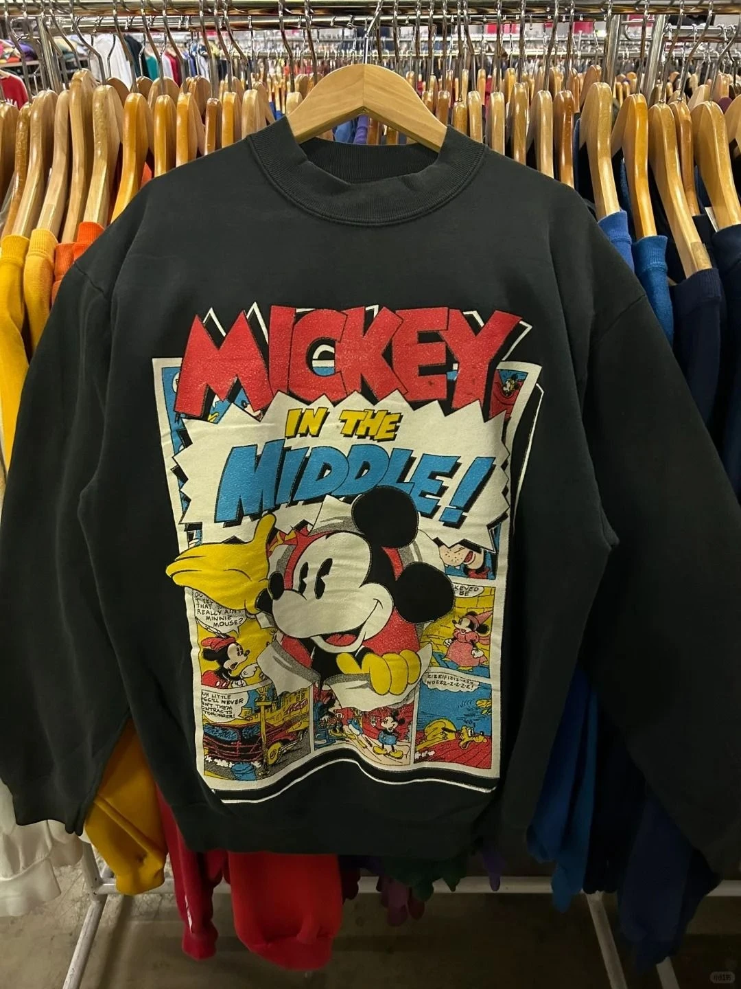 ديزني روفيان ميكي طاقم الرقبة سترة ميكي ماوس طباعة كم طويل جديد كم طويل زائد الصوف الرجال والنساء الملابس