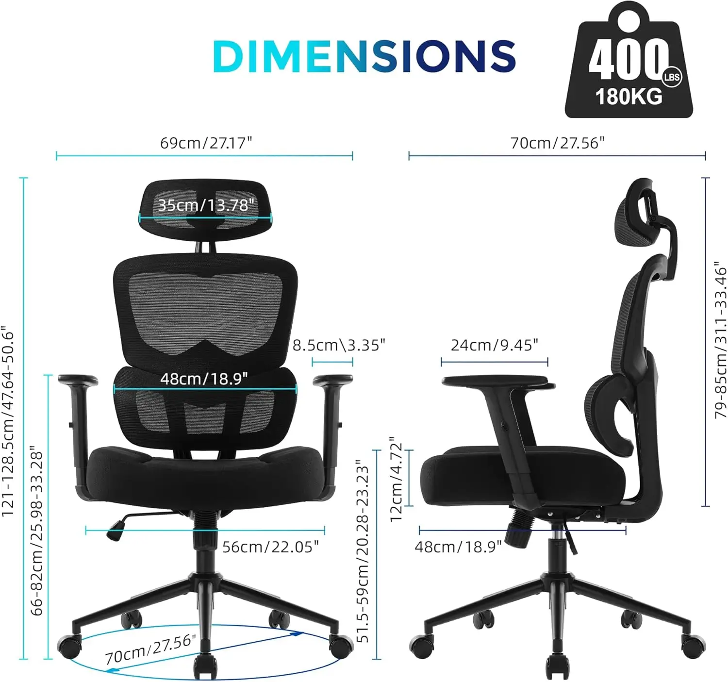 

Office Chair Big And Tall Desk Chair 500Lbs Ergonomic Computer Chair For Heavy People Breathable Mesh Reclining Chair With