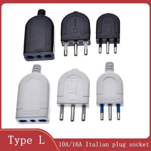 10A/16A Italian plug Connect the power cord Male female plug Power Plugs Italian tripolar convert socket
