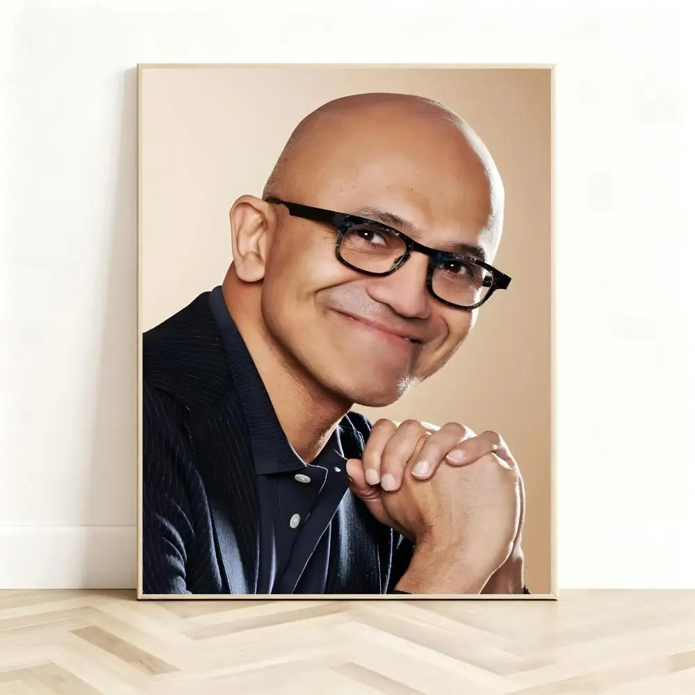 Influential Business Figure S-Satya Nadella Poster Classic Self-Adhesive PP Wall Sticker for Living Room Bar Decor Gift