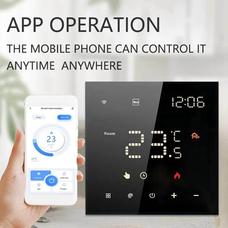 ABNO-Tuya Wifi Smart Thermostat Floor Heating Thermostat Smart Home Electric Heating Voice Control Led Color Screen