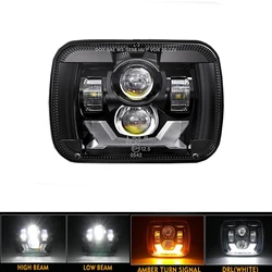 1pcs/2pcs 5x7/6x7 Inch Led Headlight High Low Beam Headlamp Compatible with Jeep Wrangler YJ Cherokee XJ Kenworth T300 1997-2011