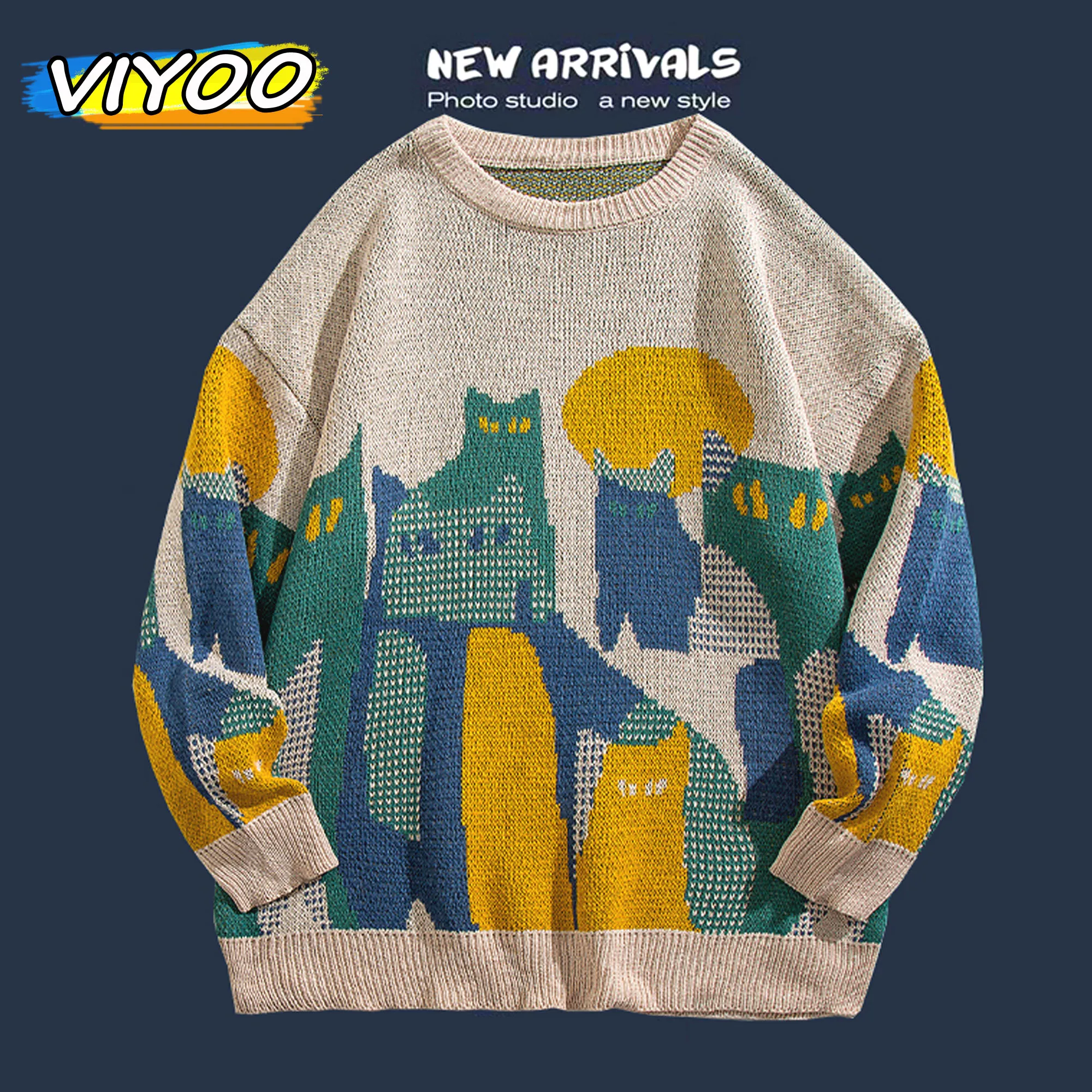 Mens Women Pull Knitted Sweater Sweatshirts Y2K Clothes Pullover Christmas Clothing  Winter Jumper Knit Fleece Sweater For Men