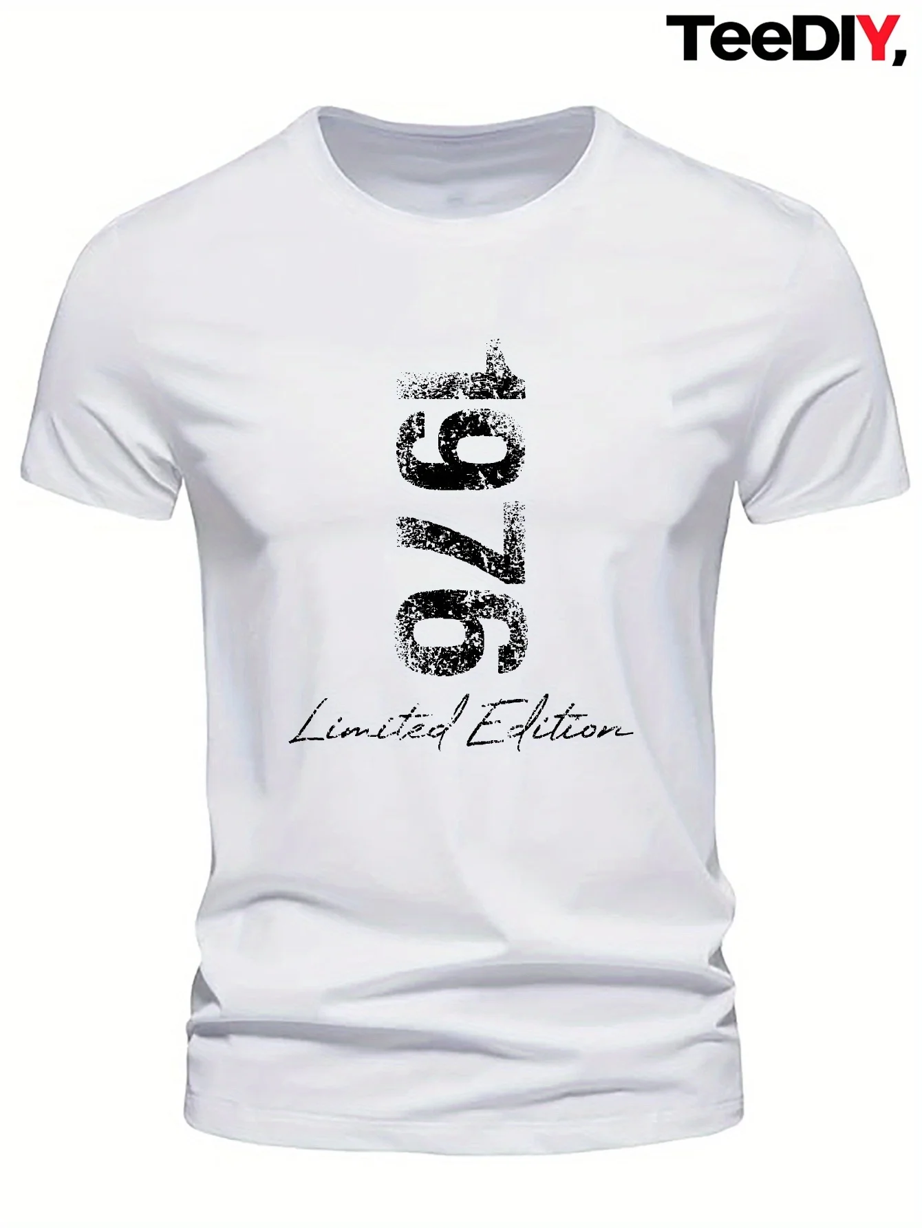Retro 1976 Personalized Pattern Round Neck Short Sleeve Casual Top for Daily Skin Friendly Trendy Street Short Sleeve