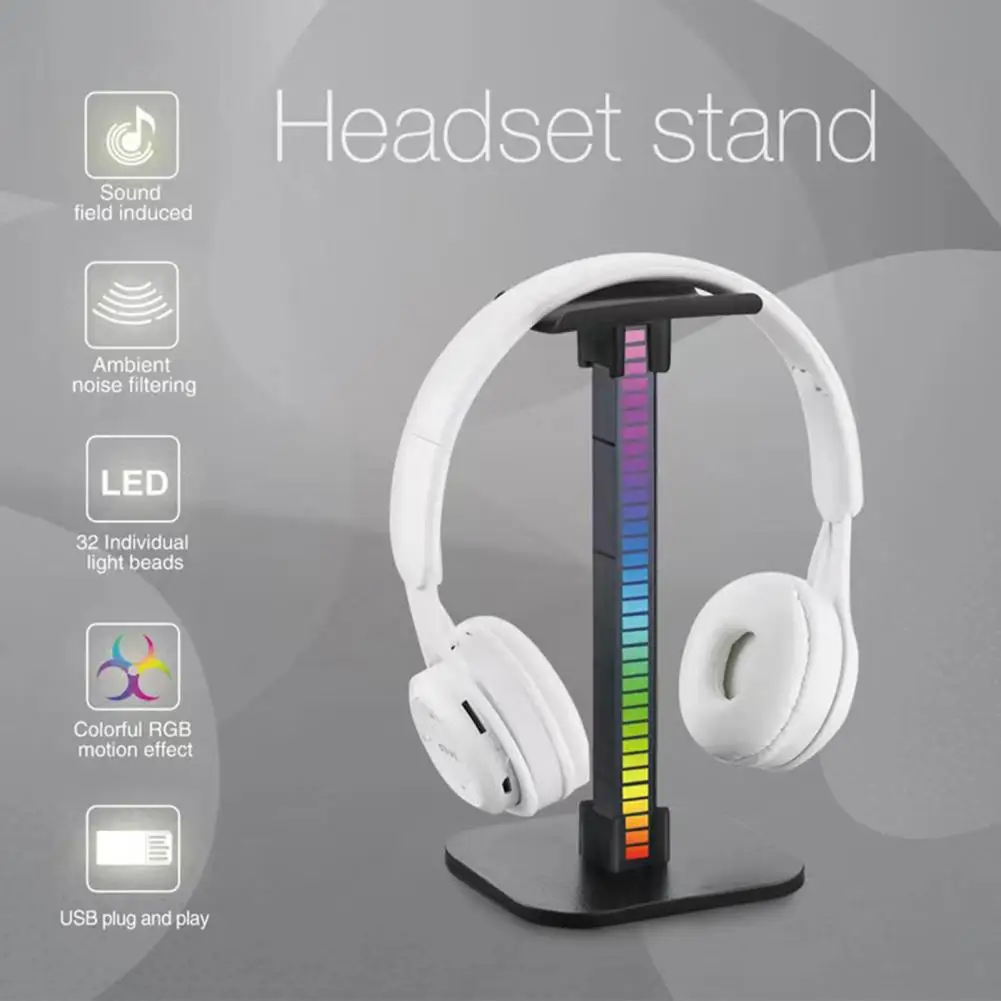 Headset Holder Stylish LED Base RGB Headset Hanger Stable Base Headphone Storage Earphone Stand