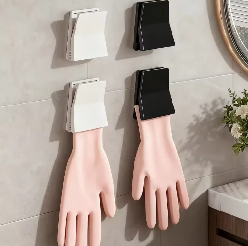 Kitchen Rubber Glove Holder Dishwashing Gloves Hook Rag Towel Clip Organizer Household Cleaning Hanger Rack Accessories