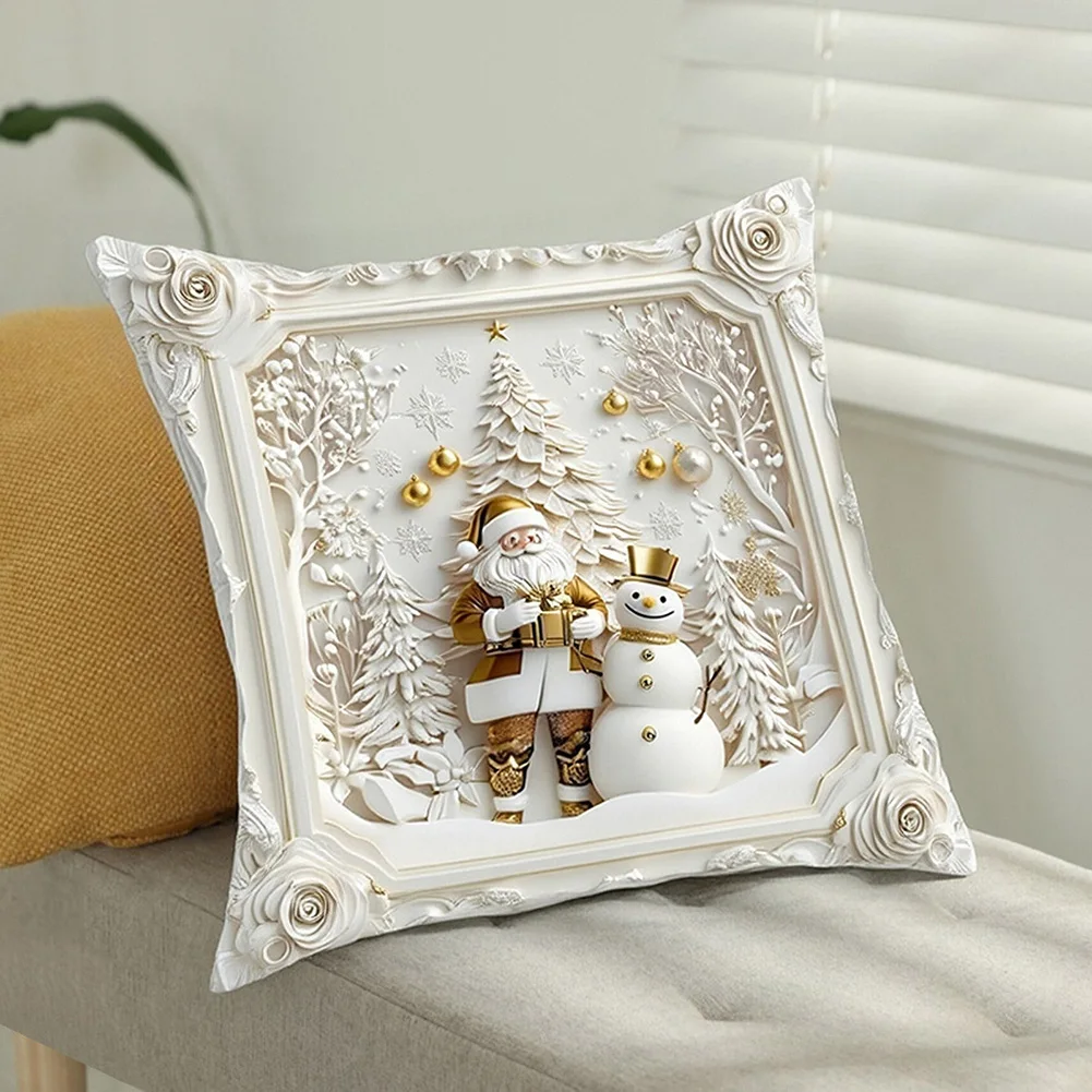 For Christmas Pillow Cases Winter Xmas Throw Pillow Covers Set Of 4 Winter Themed Festive Cushion Covers For Living Room Decor