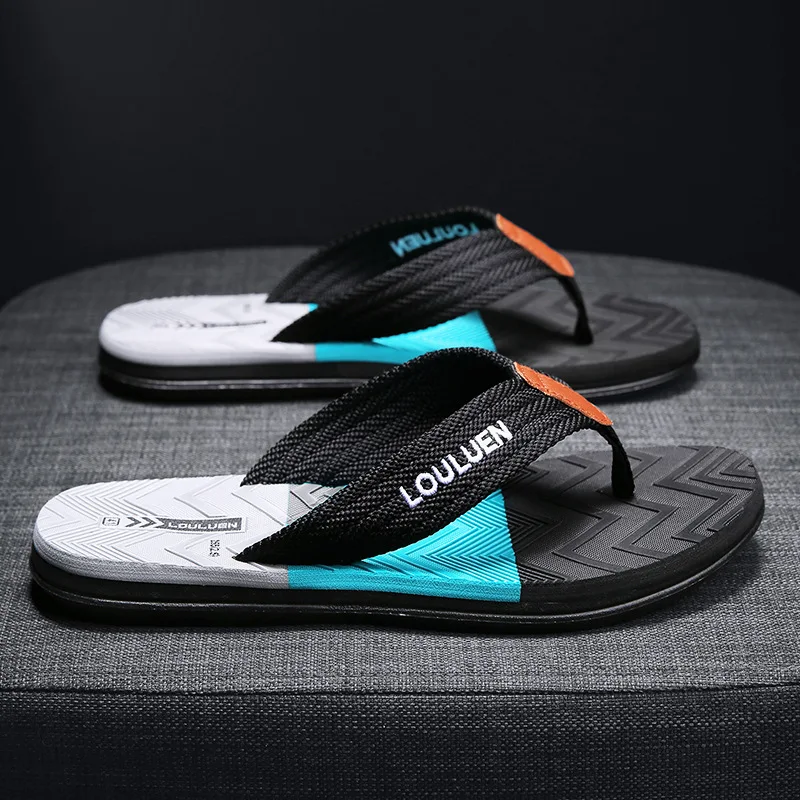 Men\'s Casual Flip Flops Summer Korean Style Outoor Beach Slippers Colorblock Light Non-slip Plus Size Sandals Pantufa Masculina